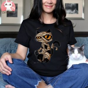 Halloween Black Cat Mummy Funny Cat Shirt