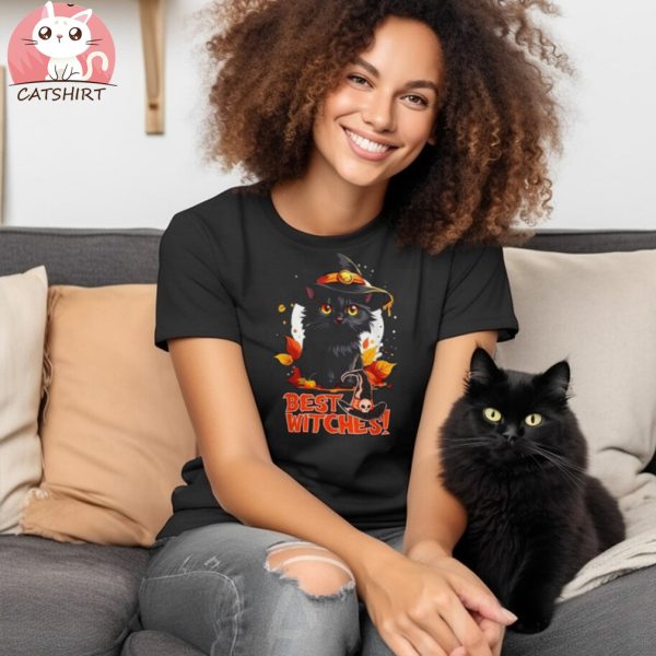 Halloween Cat Lovers Funny Spooky Halloween Scary Black Cat Shirt