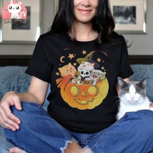 Halloween Cats Pumpkin T Shirt