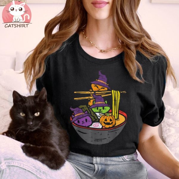 Halloween Cats Ramen Japanese Noodles Food Men Women Kids Shirt