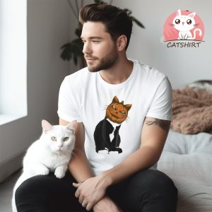 Halloween Jack O Lantern Pumpkin Cat Scary Tuxedo Cat Shirt