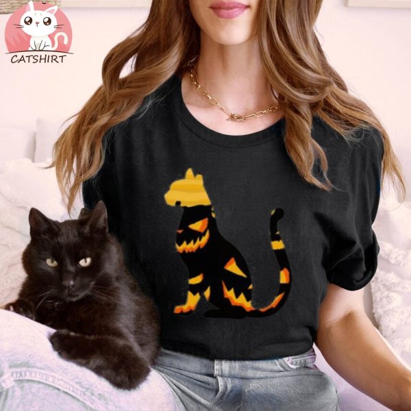 Halloween Pumpkin Cat Hoodie Shirt