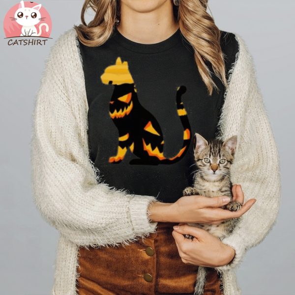 Halloween Pumpkin Cat Hoodie Shirt