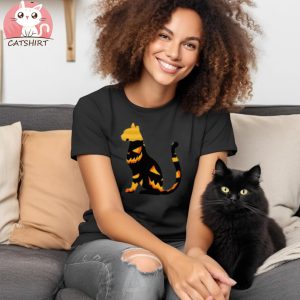 Halloween Pumpkin Cat Hoodie Shirt