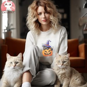 Halloween Pumpkin Cat T Shirt