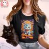 Halloween Pumpkin Spooky Cat Funny Cute Cat Vintage Retro Unisex Shirt