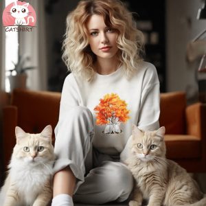 Halloween cat sweatshirt beige Halloween cat shirt