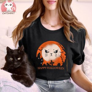 Happy Halloween Angry Cat Face Shirt