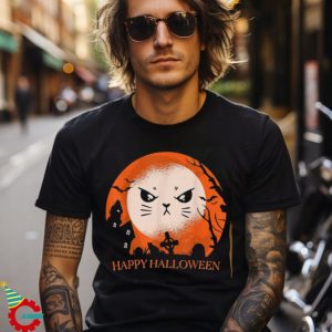 Happy Halloween Angry Cat Face Shirt