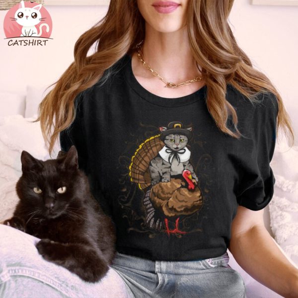 Happy Pilgrim Cat Thanksgiving Turkey Holiday Feast Unisex Shirt