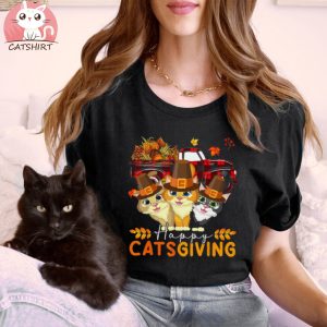 Happy Thanksgiving Cats Three Cute Cats Fall Pickup Lover T T shirt