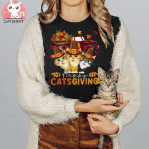 Happy Thanksgiving Cats Three Cute Cats Fall Pickup Lover T T shirt