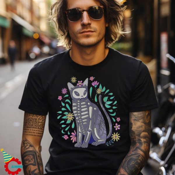 Harajuku Skeleton Cat Pastel Goth Shirt