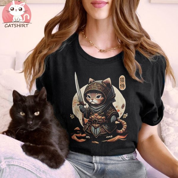 Japanese Kawaii Ninja Cat Ninja Samurai Kitten Cat Lover shirt