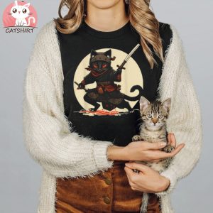 Japanese Samurai Ninja Cat Anime Kawaii Catzilla Cat Shirt