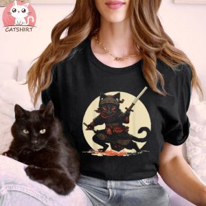 Japanese Samurai Ninja Cat Anime Kawaii Catzilla Cat Shirt