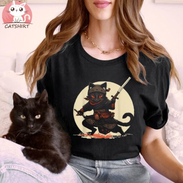 Japanese Samurai Ninja Cat Anime Kawaii Catzilla Cat Shirt