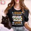 Jesus Is My Savior Cats Are My Therapy T shirt