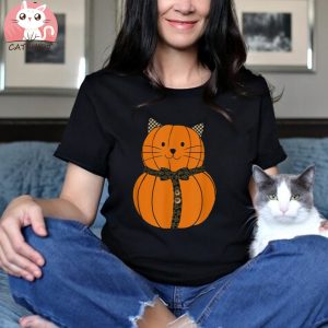 Fall Thanksgiving Cutest Pumpkin Cat Face Whiskers Halloween Shirt