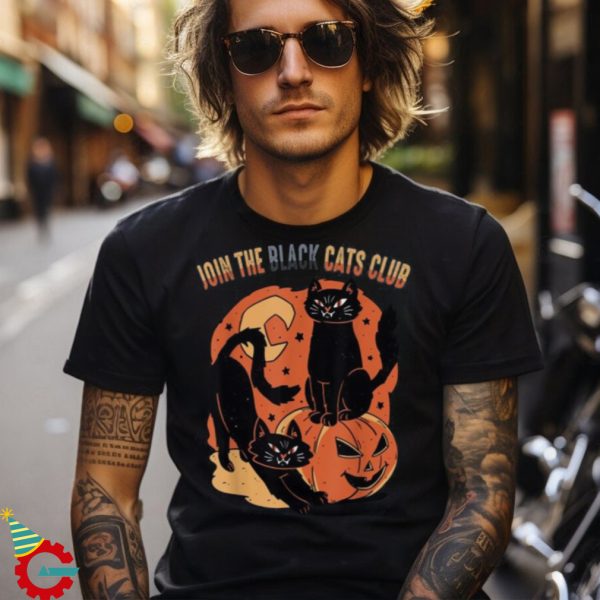 Join The Black Cats Club Pumpkin Halloween Party Shirt