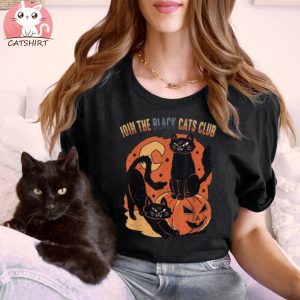 Join The Black Cats Club Pumpkin Halloween Party Shirt