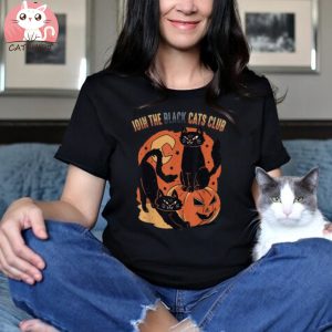 Join The Black Cats Club Pumpkin Halloween Party Shirt