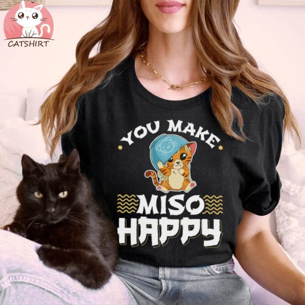 Kawaii Cat Design Ramen Noodles Cute Anime Cat T Shirt