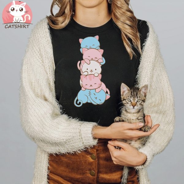 Kawaii Cat Pile Transgender Pride T Shirt