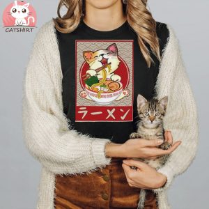 Kawaii Cat Ramen Anime Vintage Japanese T Shirt