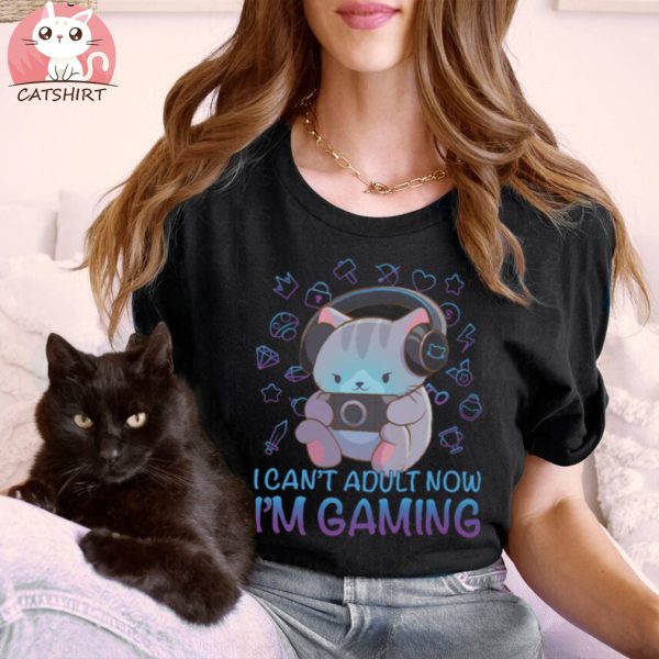 Kawaii Gaming Cat Funny Video Game T shirt for Gamers