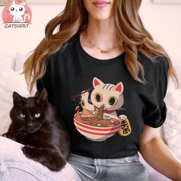 Kawaii Japanese Anime Soup Bowl Otaku Japan Fan Cat Ramen T Shirt