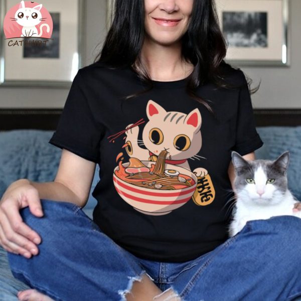 Kawaii Japanese Anime Soup Bowl Otaku Japan Fan Cat Ramen T Shirt