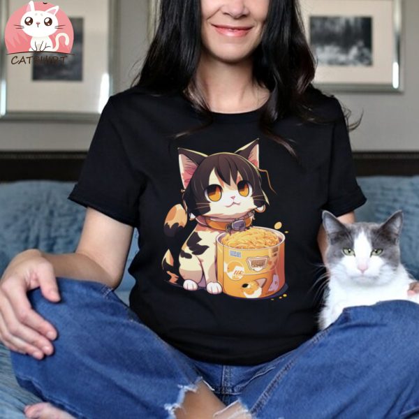 Kawaii Neko Cute Ramen Cat Japanese Noodle Anime Lover T Shirt