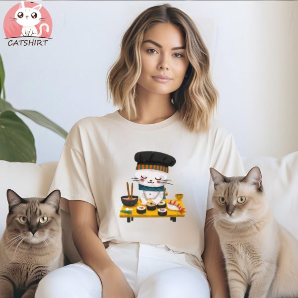 Kawaii Sushi Cat Chef T Shirt