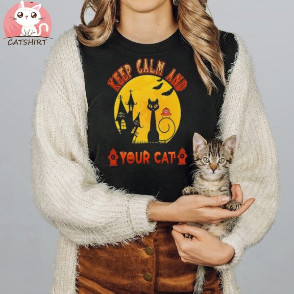 Keep calm and your cat halloween shirt