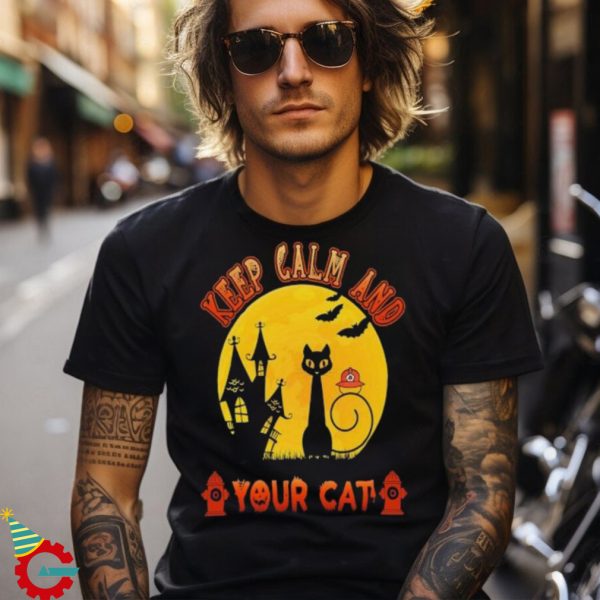 Keep calm and your cat halloween shirt