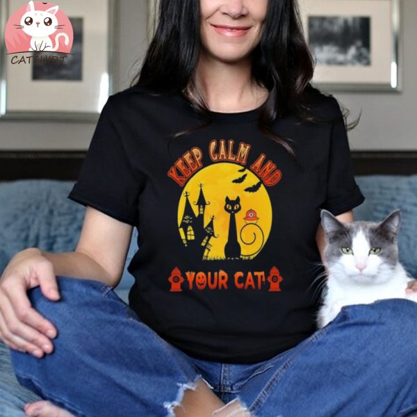 Keep calm and your cat halloween shirt