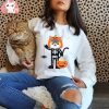 Kids Cat With Skeleton Halloween For Girls Boys Shirt