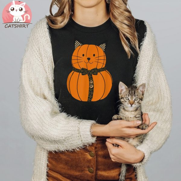 Fall Thanksgiving Cutest Pumpkin Cat Face Whiskers Halloween Shirt