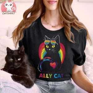 LGBT Ally Black Cat T Shirt