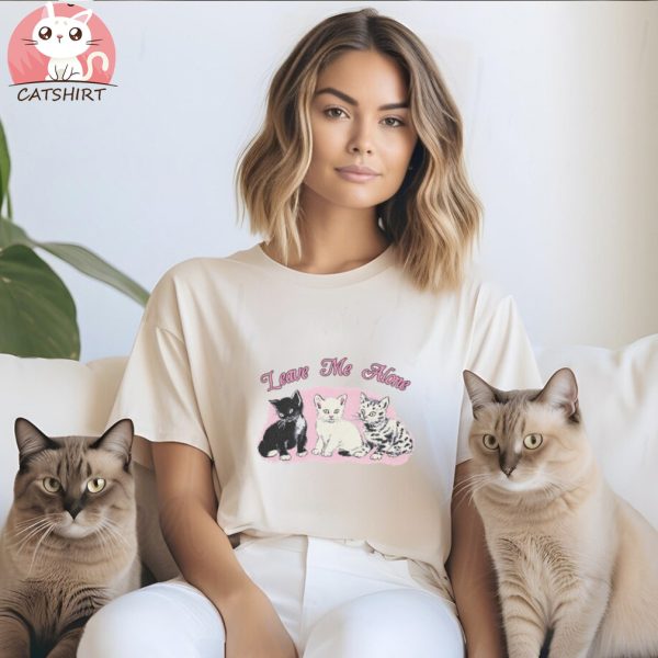 Leave Me Alone Cat Trio Boyfriend Fit Girls T Shirt