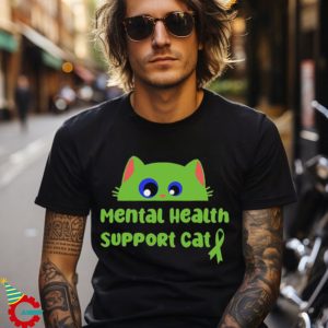 Majestic Mental Health Support Cat Mental Health Matters Awareness Organic cotton T shirt