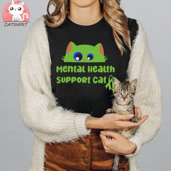 Majestic Mental Health Support Cat Mental Health Matters Awareness Organic cotton T shirt