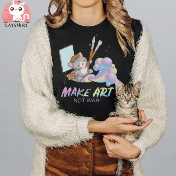 Make Art Not War Kawaii Cat Artist T shirt