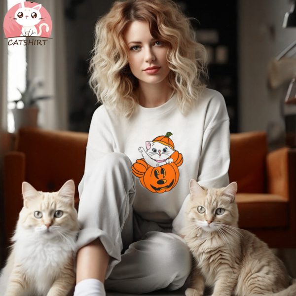 Marie Cat Mickey Mouse Pumpkin Jack O Lantern Shirt