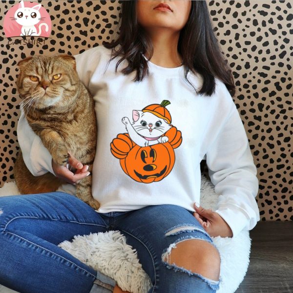 Marie Cat Mickey Mouse Pumpkin Jack O Lantern Shirt