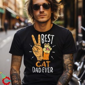 Mens Best Cat Dad Ever Christmas X Mas Kitten Kitty Lover Papa Shirt