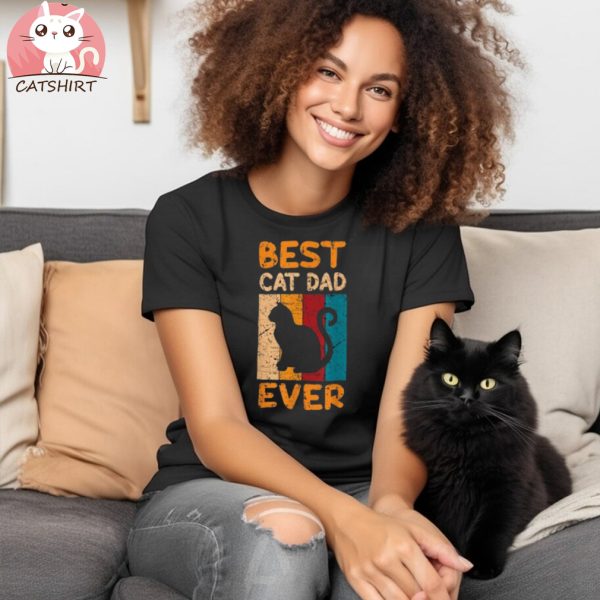 Mens Best Cat Dad Ever Funny Daddy Father Day Plus Size Shirt