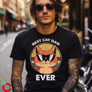 Mens Father Papa Daddy Fathers Day Best Cat Dad Ever Shirt