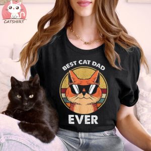 Mens Father Papa Daddy Fathers Day Best Cat Dad Ever Shirt